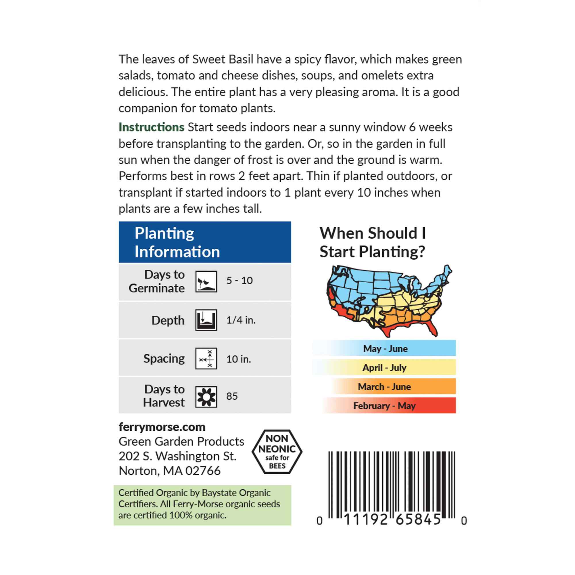 Ferry-Morse Basil seed packet